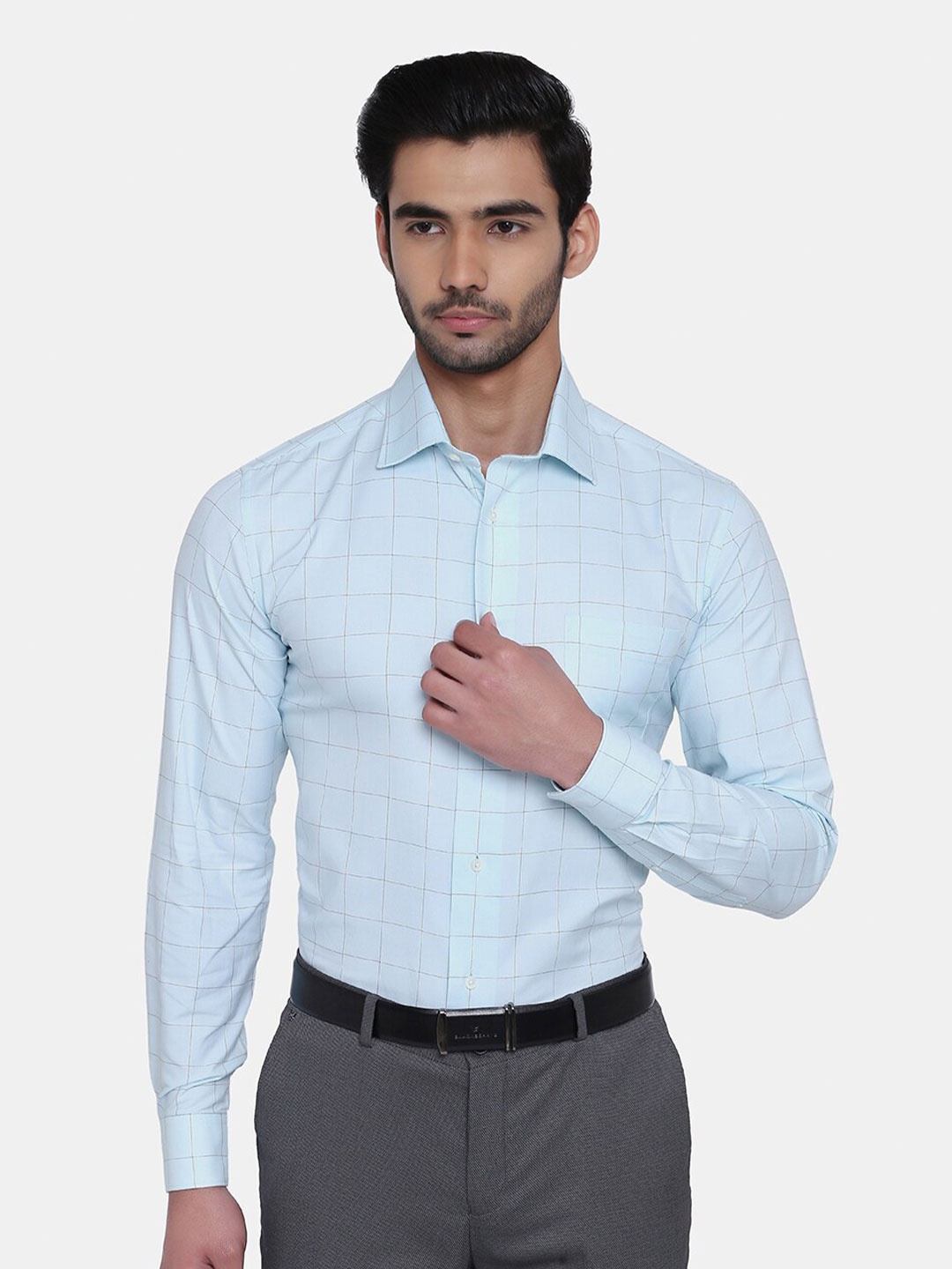 

Blackberrys Men Blue India Slim Fit Checked Formal Shirt