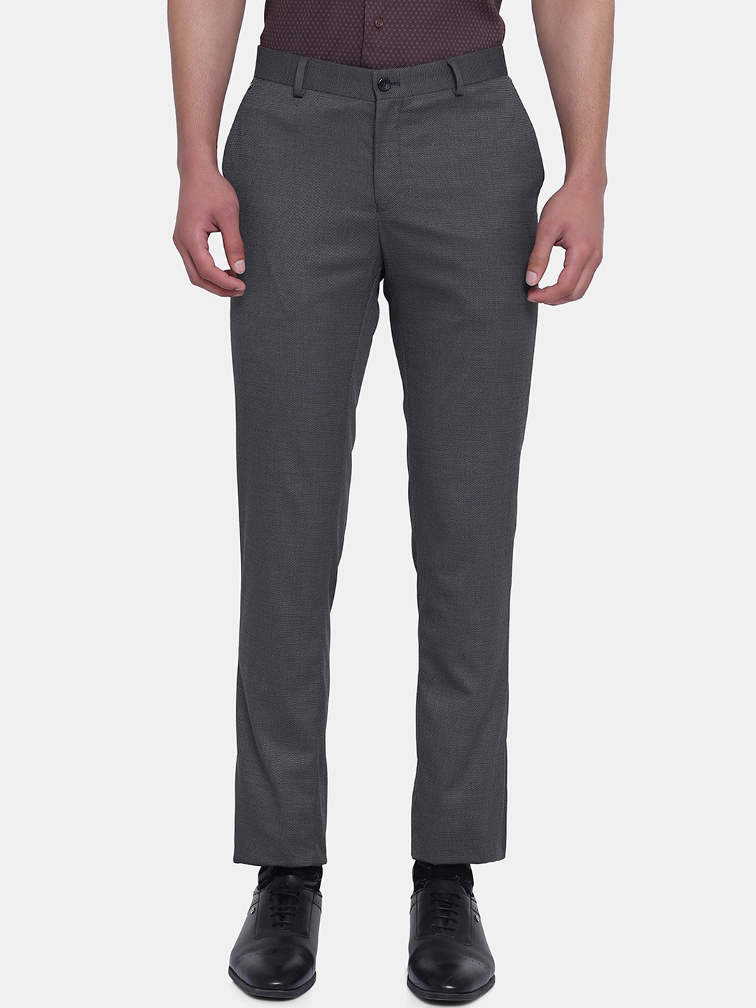 

Blackberrys Men Grey B-91 Skinny Fit Mid-Rise Formal Trousers