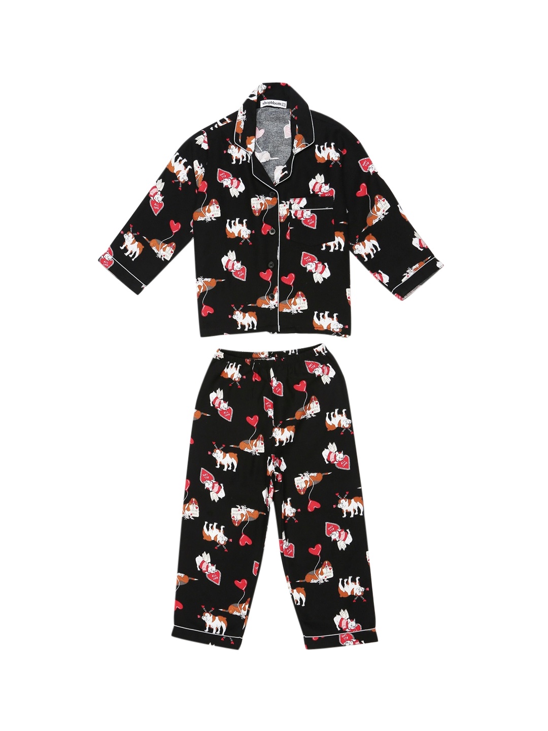

shopbloom Infants Black & Red Printed Cotton Sleepsuit