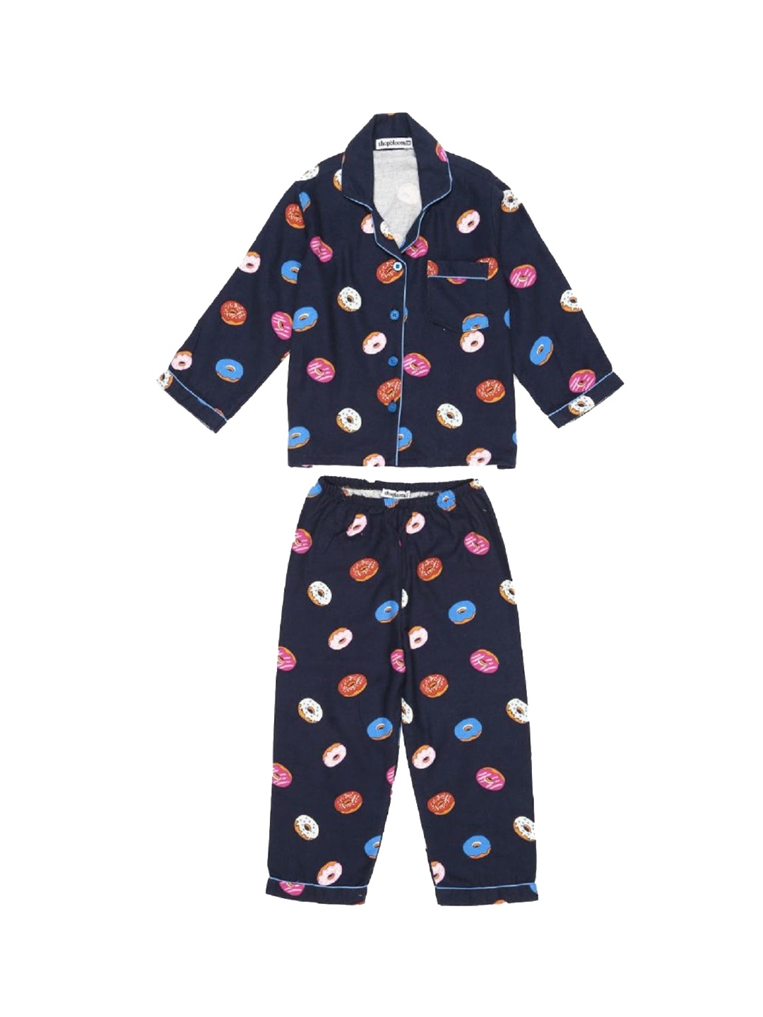 

shopbloom Kids Blue Printed Cotton Night suit