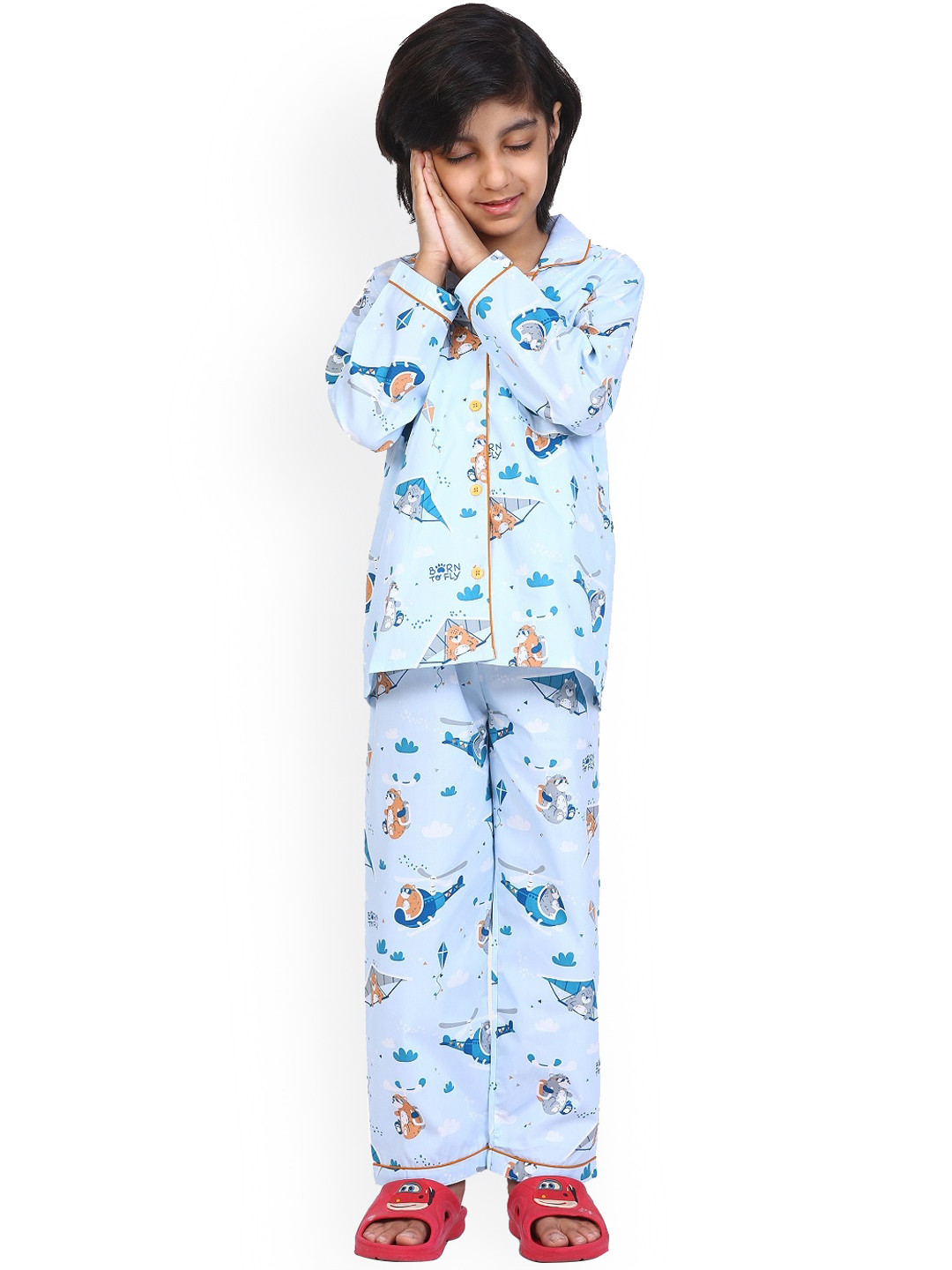 

shopbloom Kids Blue Pure Cotton Night suit