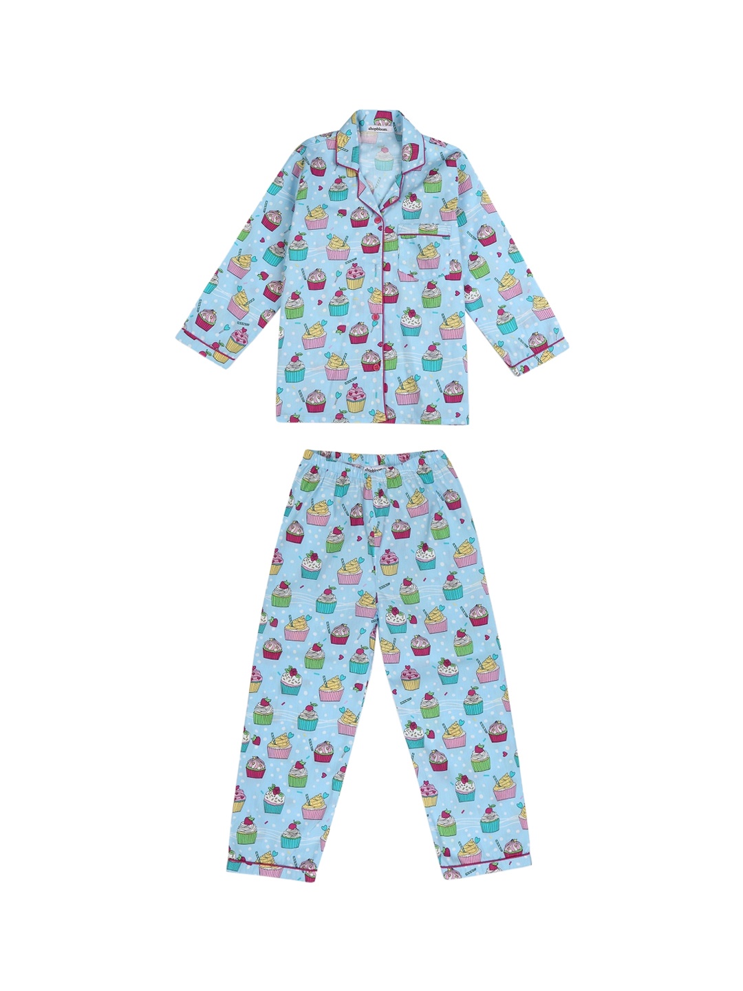

shopbloom Kids Blue Printed Night suit