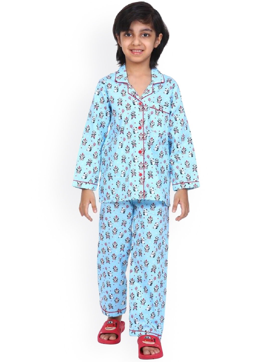 

shopbloom Unisex Kids Blue Printed Night suit