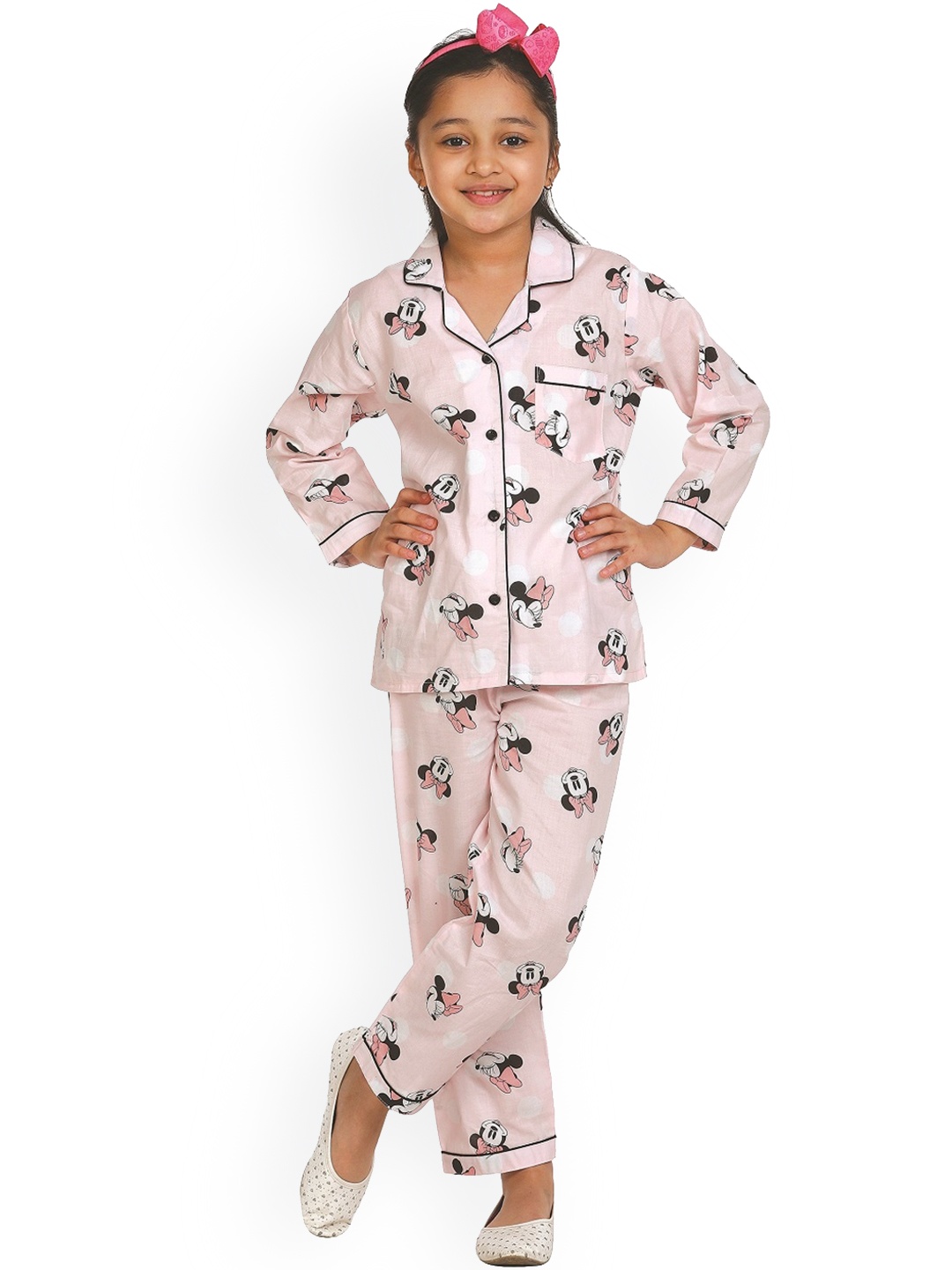 

shopbloom Kids Rose & Black Printed Night suit