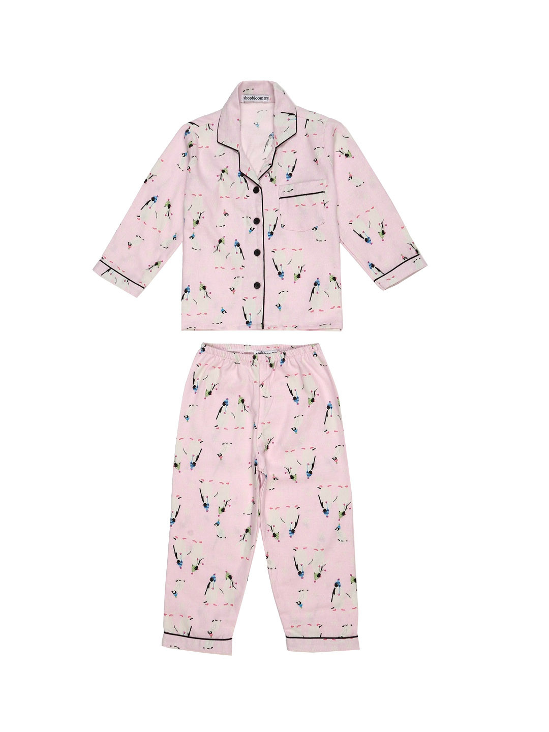 

shopbloom Unisex Kids Rose Printed Night suit