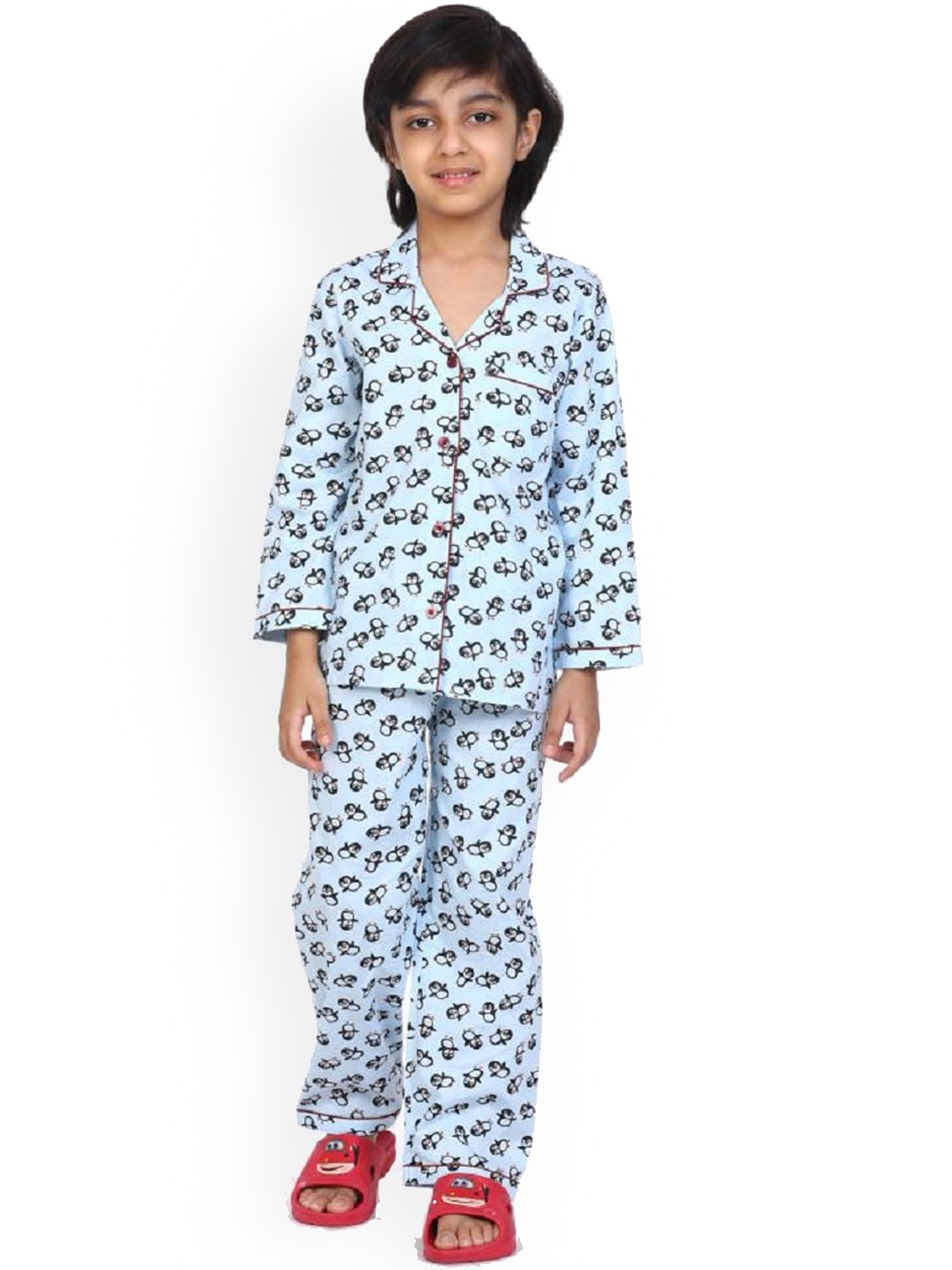 

shopbloom Kids Blue Printed Cotton Night Suit