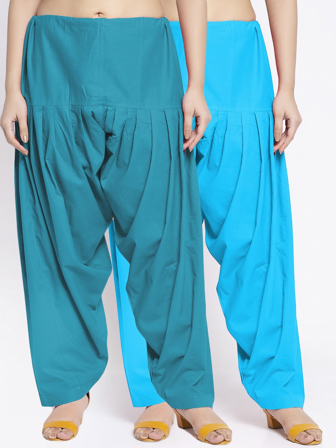 

Jinfo Women Teal & Blue Pack Of 2 Solid Cotton Salwars