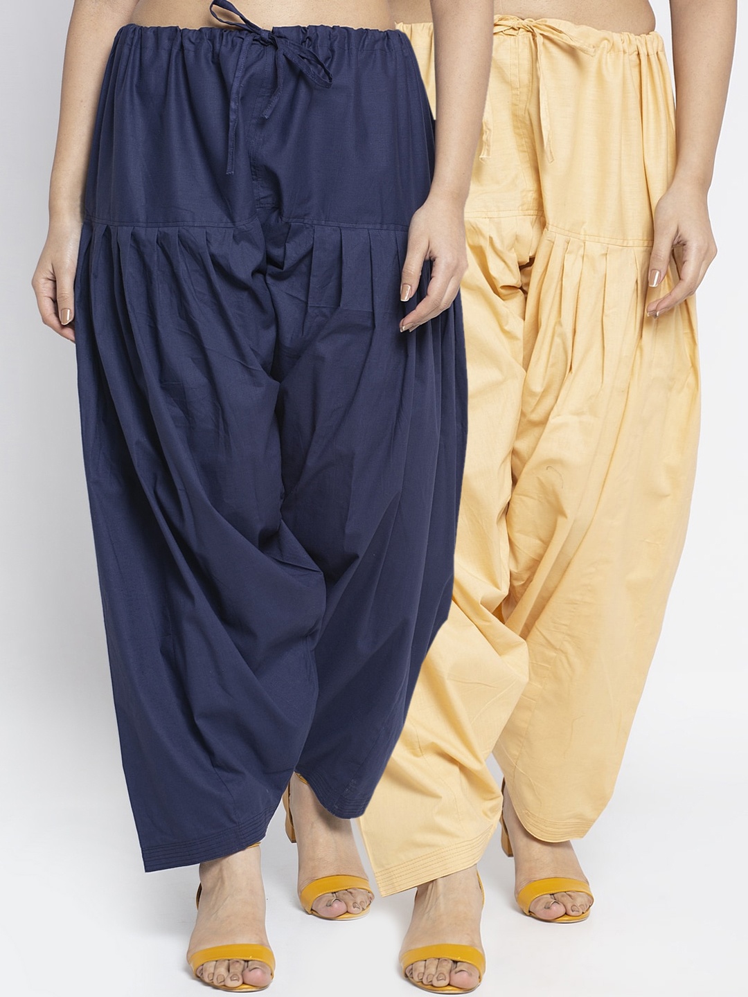 

Jinfo Women Pack Of 2 Solid Loose Fit Pure Cotton Salwars, Beige