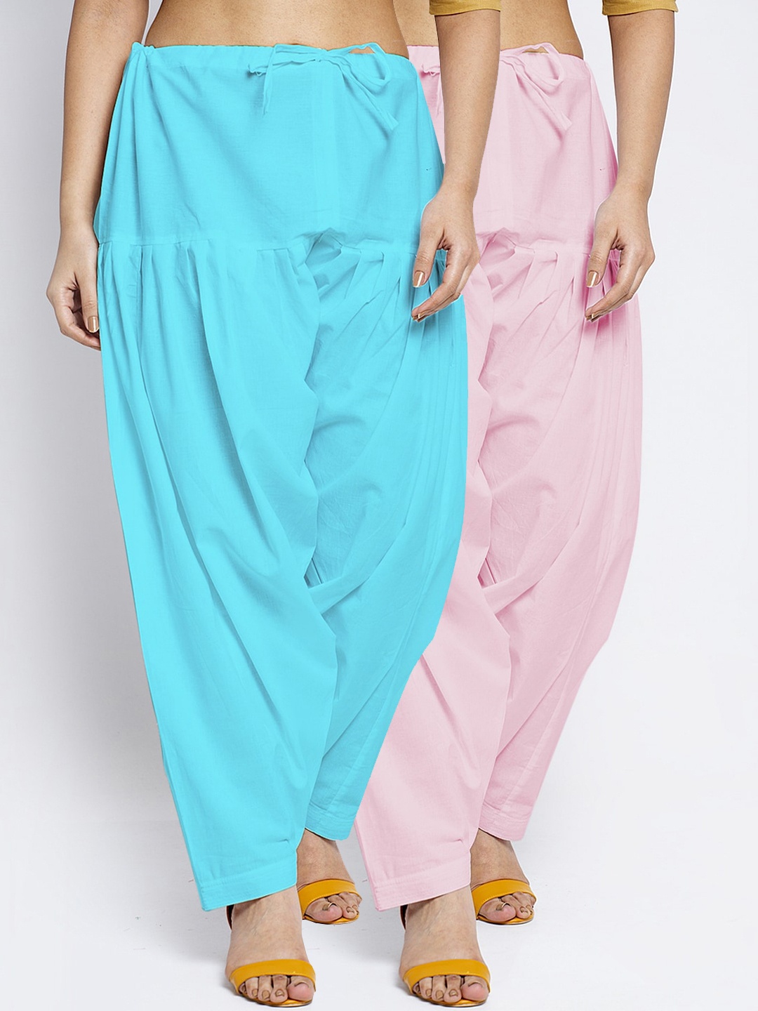 

Jinfo Women Pack Of 2 Solid Pure Cotton Salwars, Pink