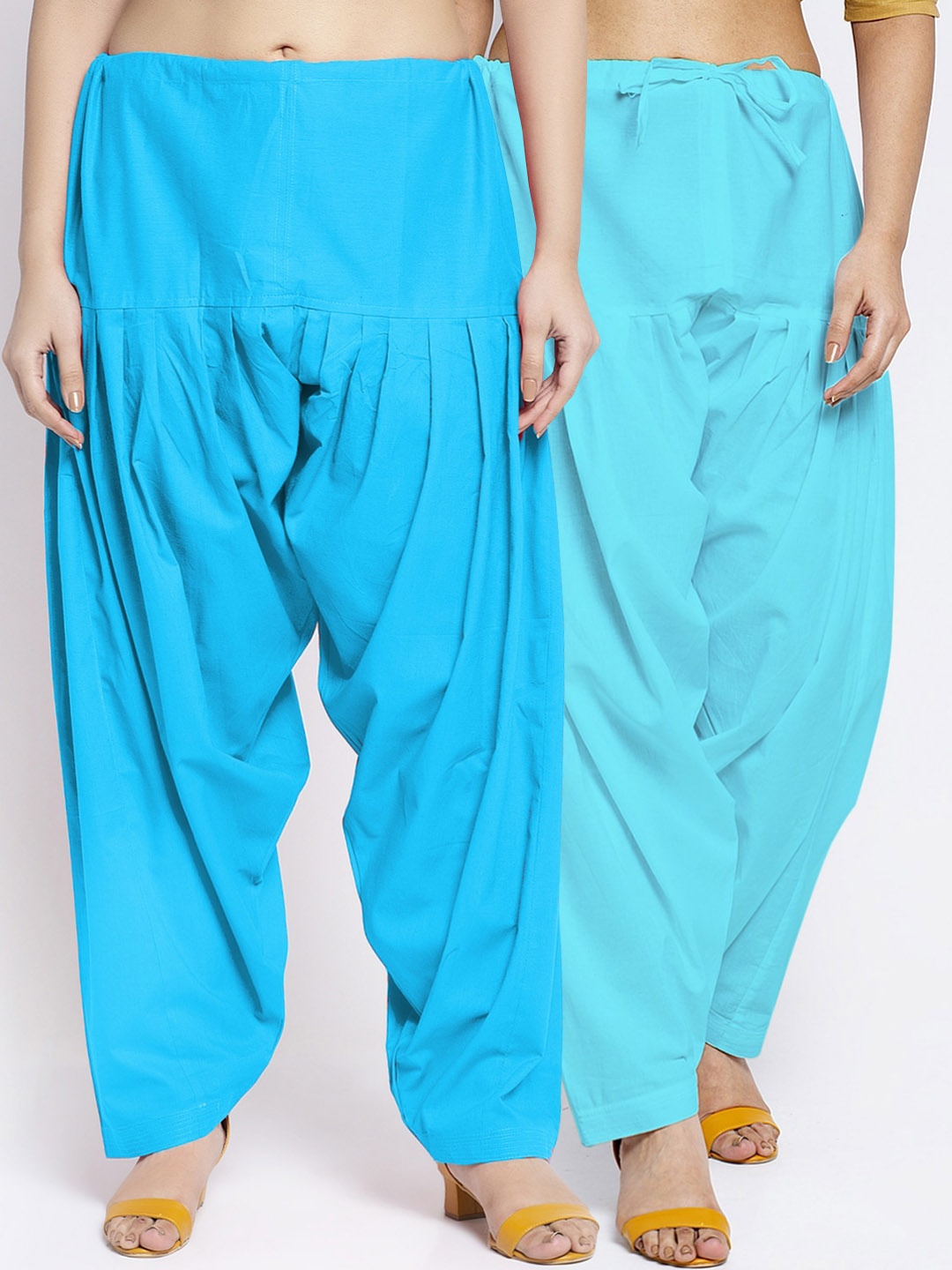 

Jinfo Women Pack Of 2 Blue Solid Loose Fit Cotton Salwars