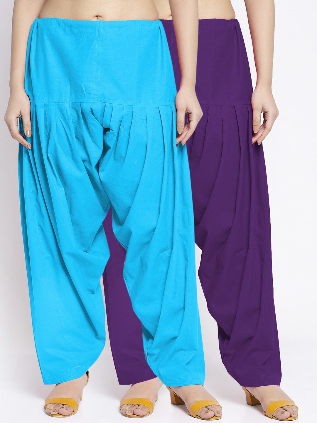 

Jinfo Women Pack Of 2 Solid Loose Fit Cotton Salwars, Purple