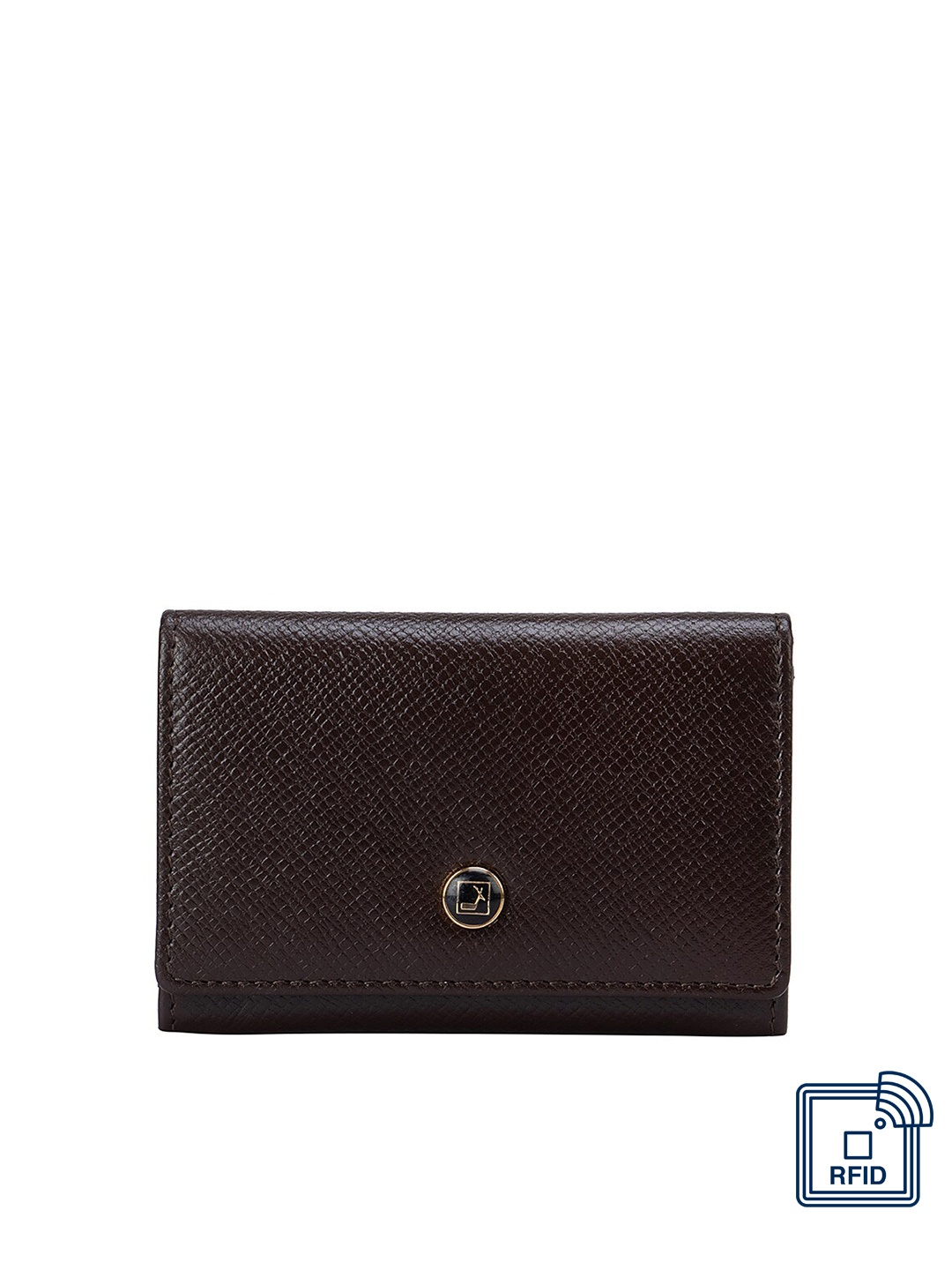 

Da Milano Men Brown Textured Leather Card Holder