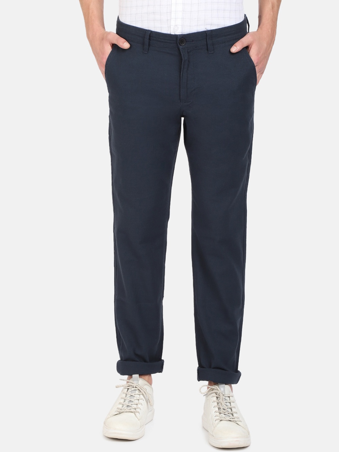 

Crocodile Men Navy Blue Smart Slim Fit Trousers