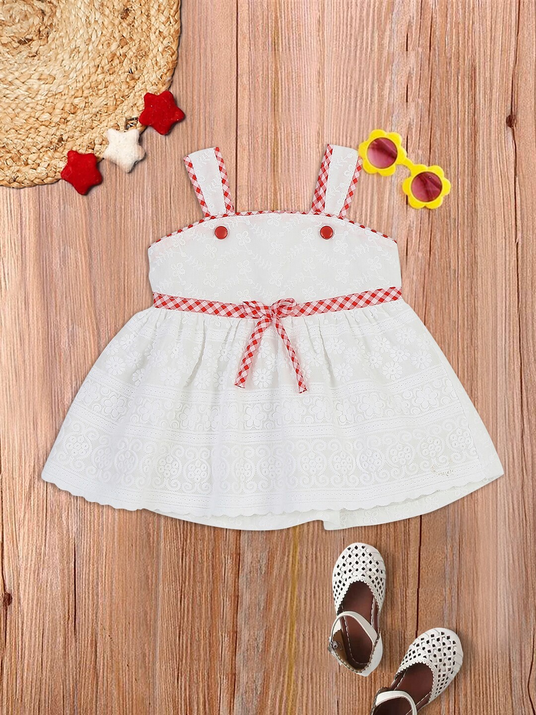 

MeeMee White & Red Cotton Dress