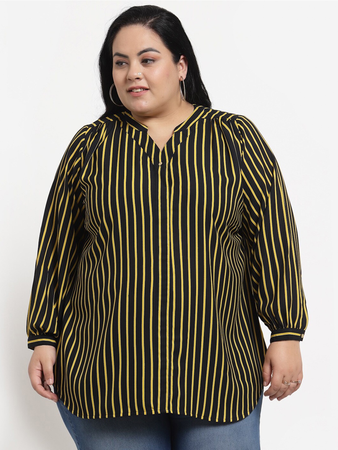 

plusS Black Striped Top