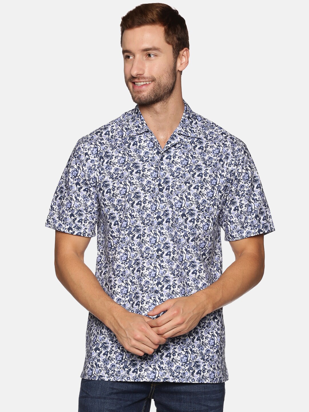 

DON VINO Men Blue Relaxed Regular Fit Floral Printed Cotton Casual Shirt
