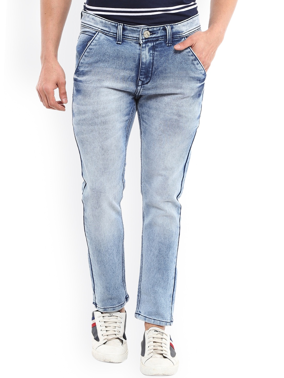 

V-Mart Men Navy Blue Heavy Fade Regular Fit Cotton Denim Stretchable Jeans