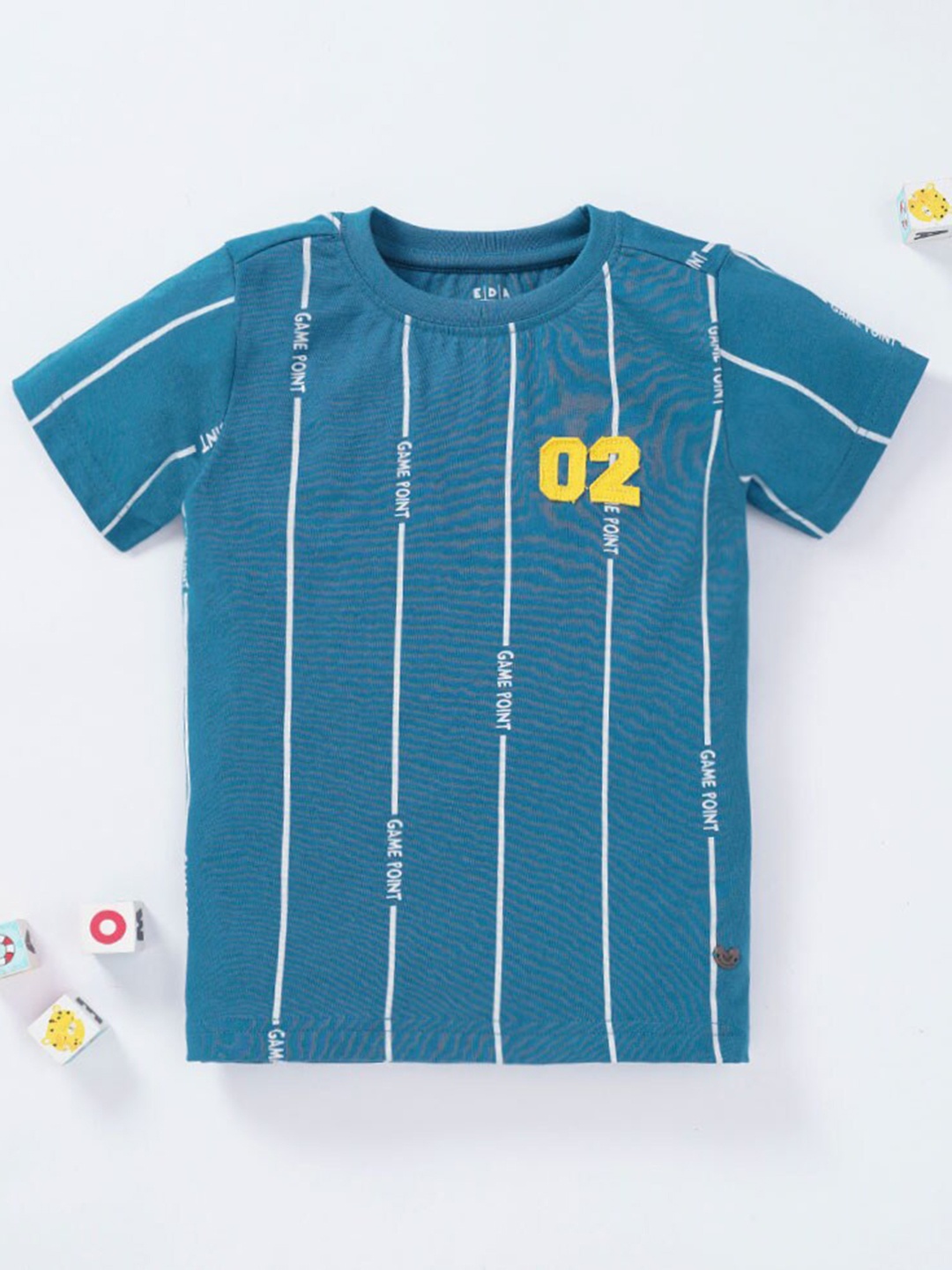

Ed-a-Mamma Boys Blue & White Striped Cotton Sustainable T-shirt