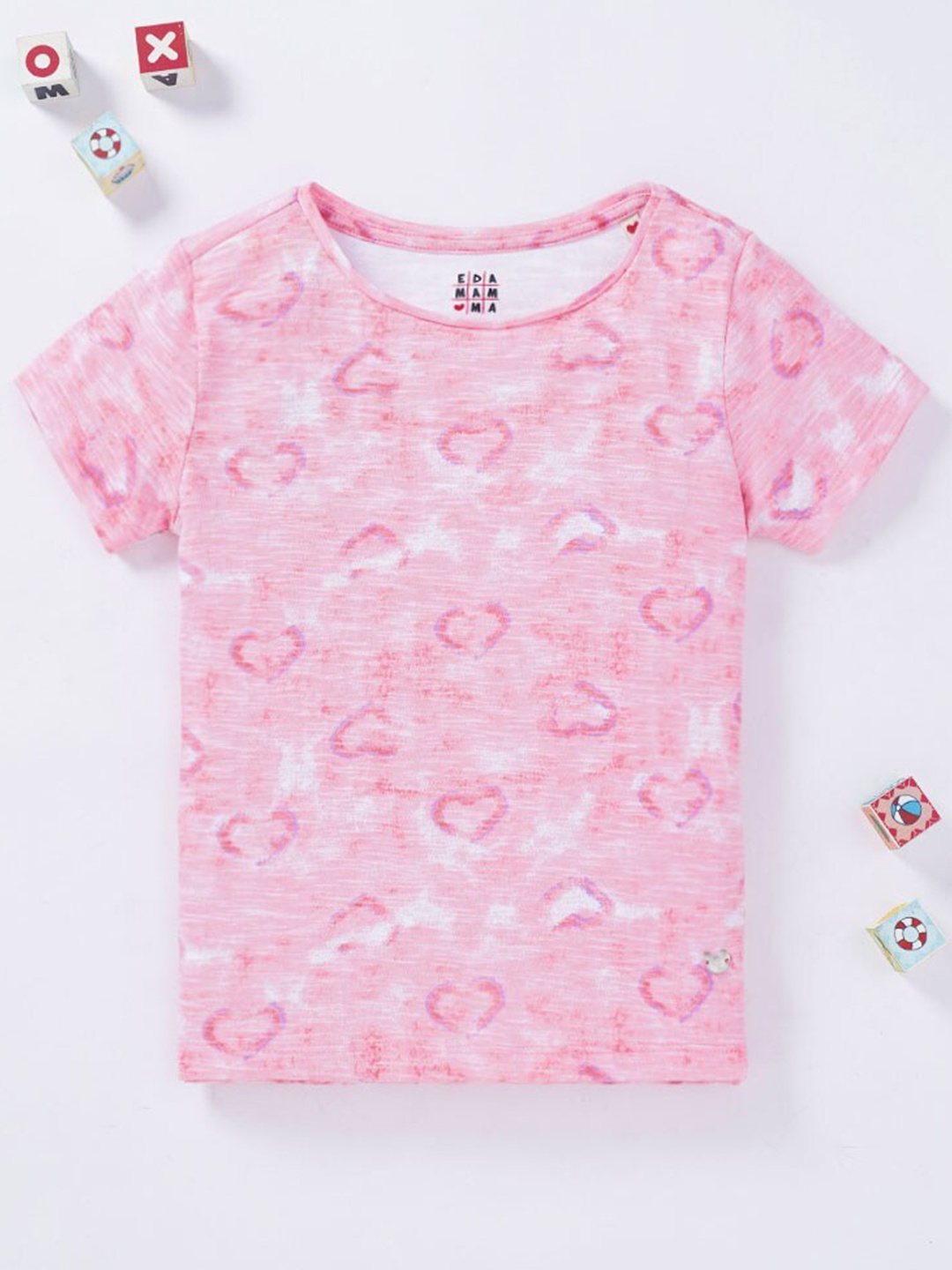

Ed-a-Mamma Girls Pink Printed Cotton T-shirt