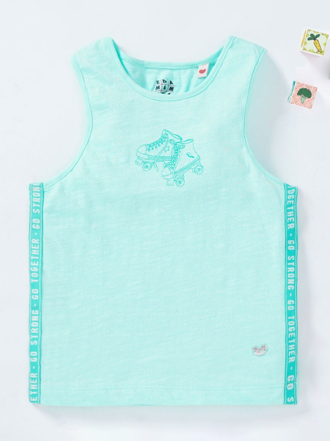 

Ed-a-Mamma Girls Blue Printed Cotton T-shirt