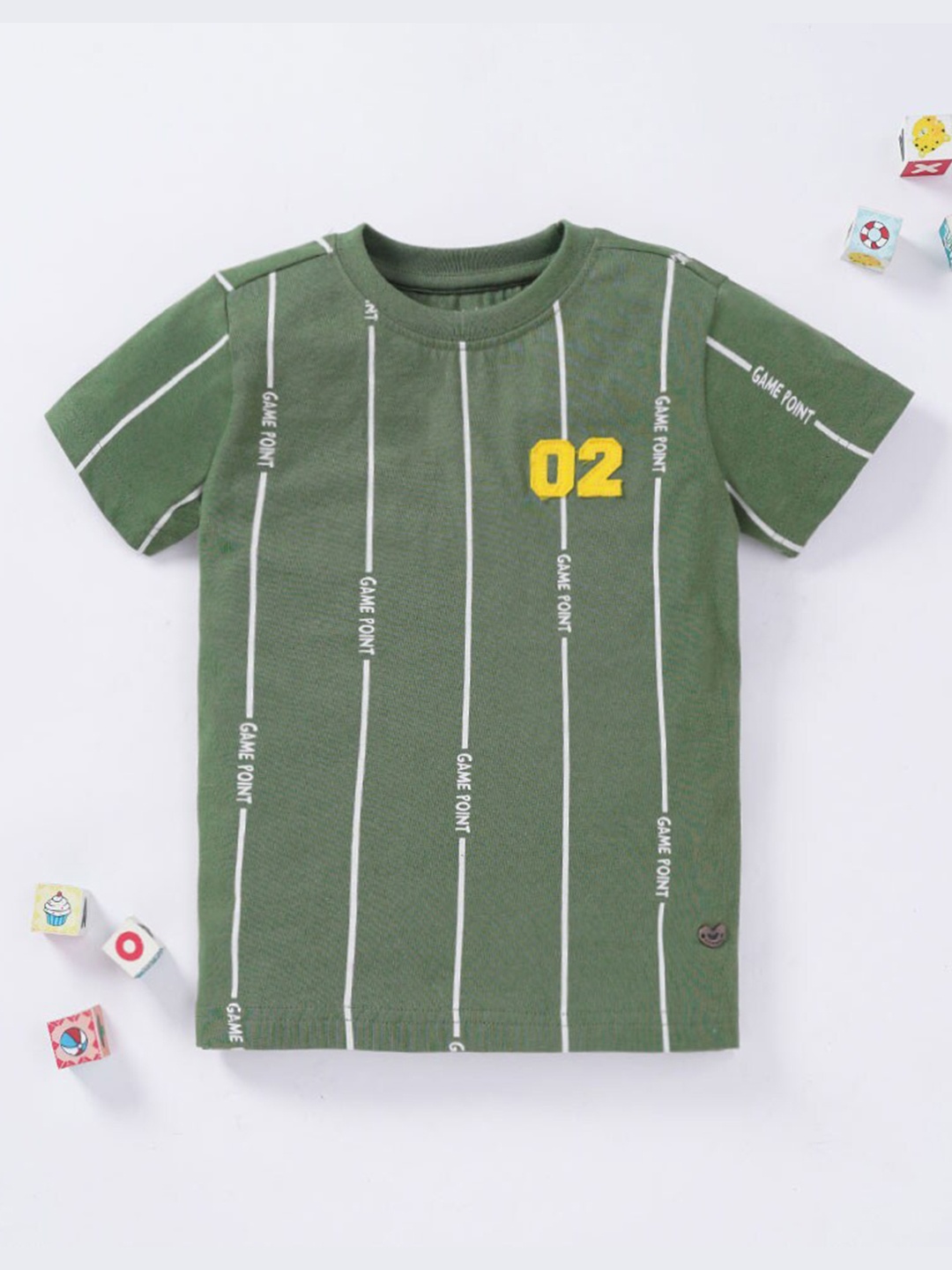 

Ed-a-Mamma Boys Olive Green Striped T-shirt