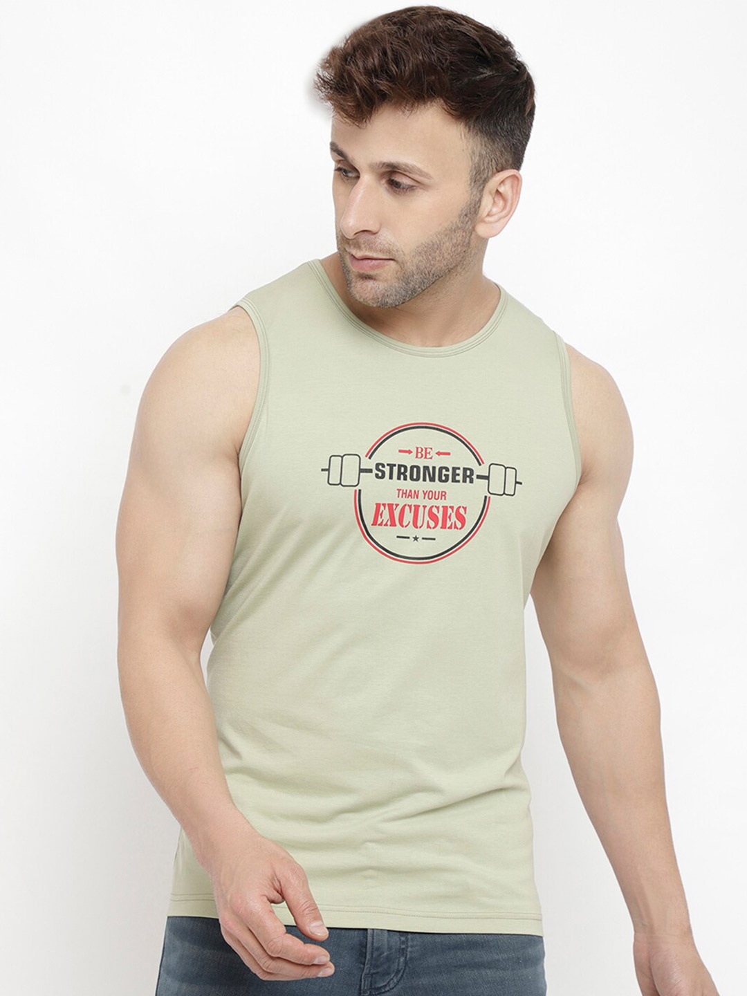 

PERFKT-U Men Green Typography 2 Printed Antimicrobial Training or Gym T-shirt