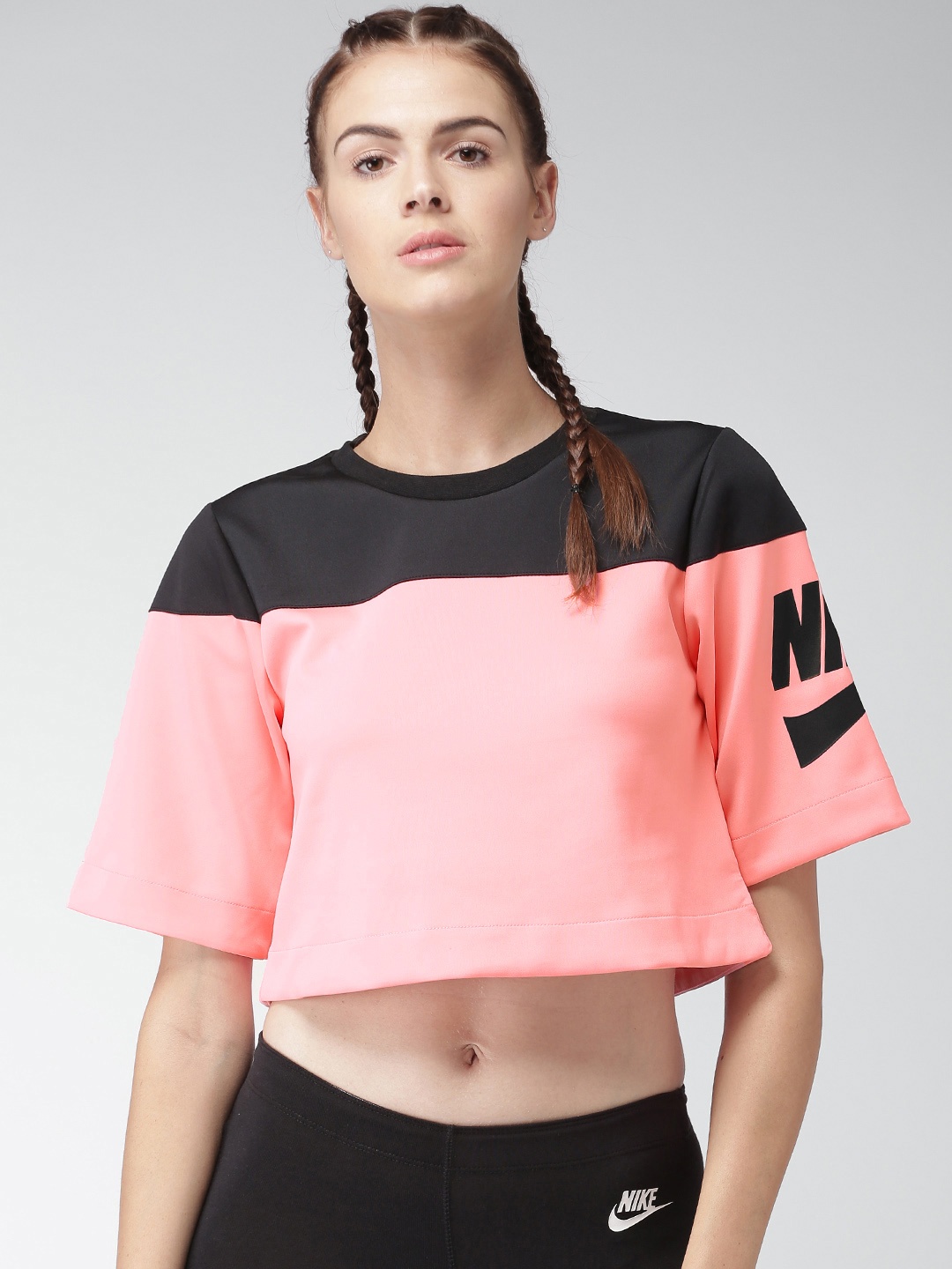 

Nike Women Pink Colourblocked IRREVERENT AS W NSW Crop Top