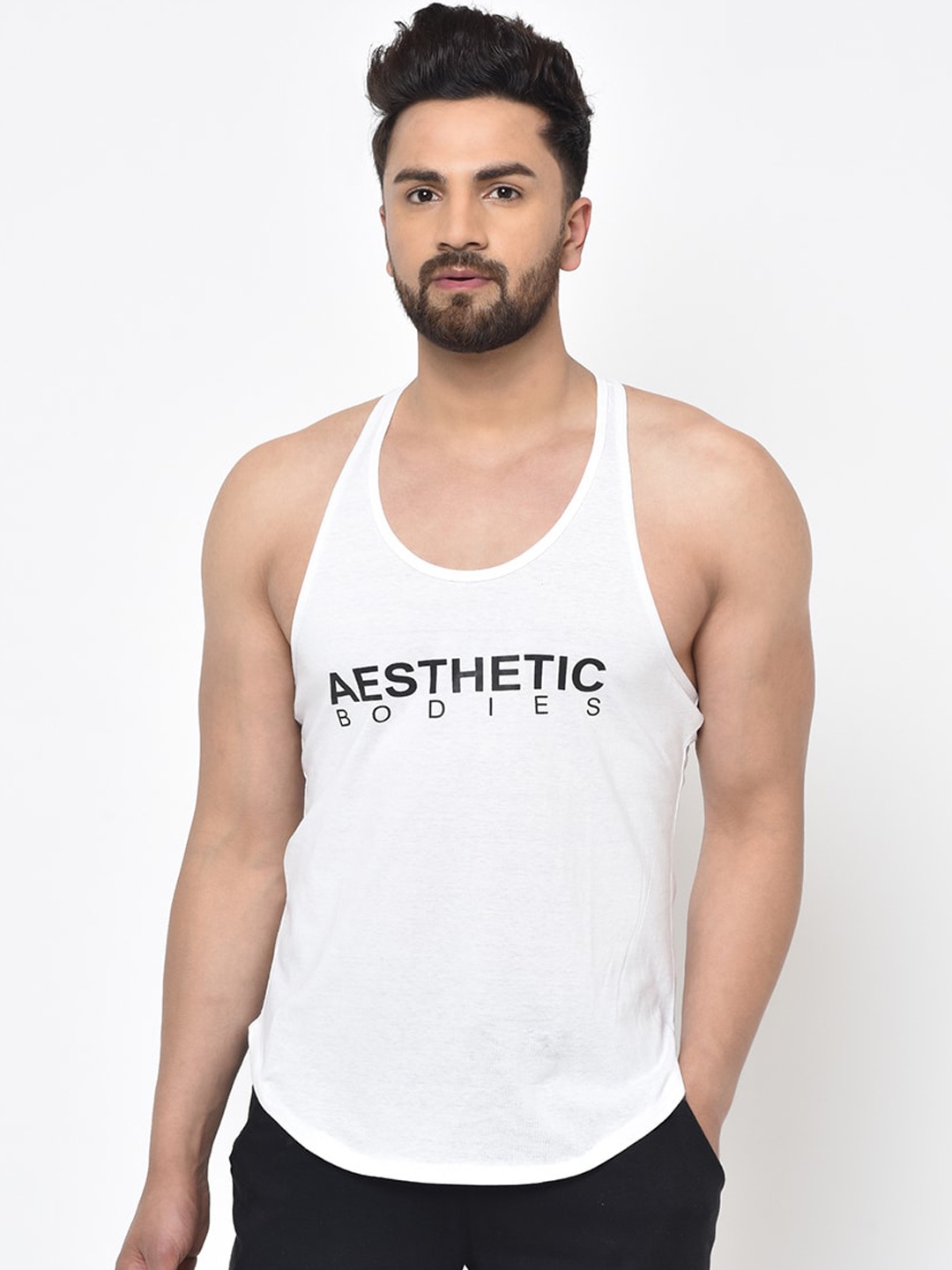 

Aesthetic Bodies Men White Printed Innerwear Vest