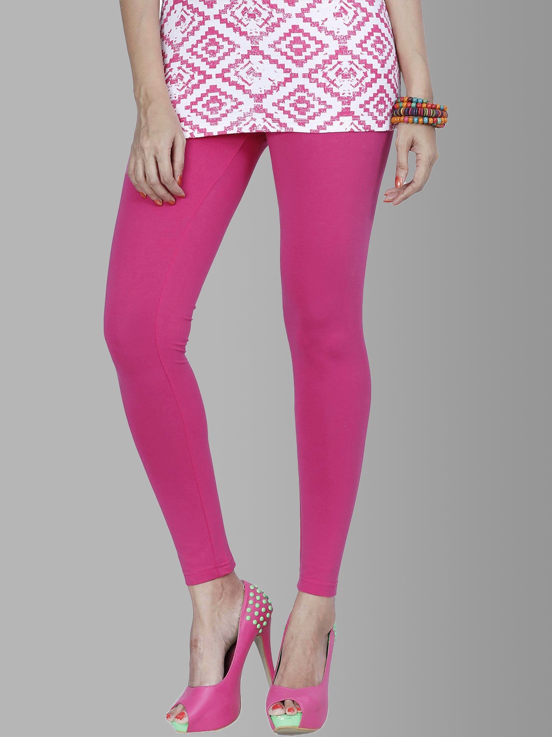 

Feather Soft Elite Women Coral Solid Cotton Ankle -Length Leggings