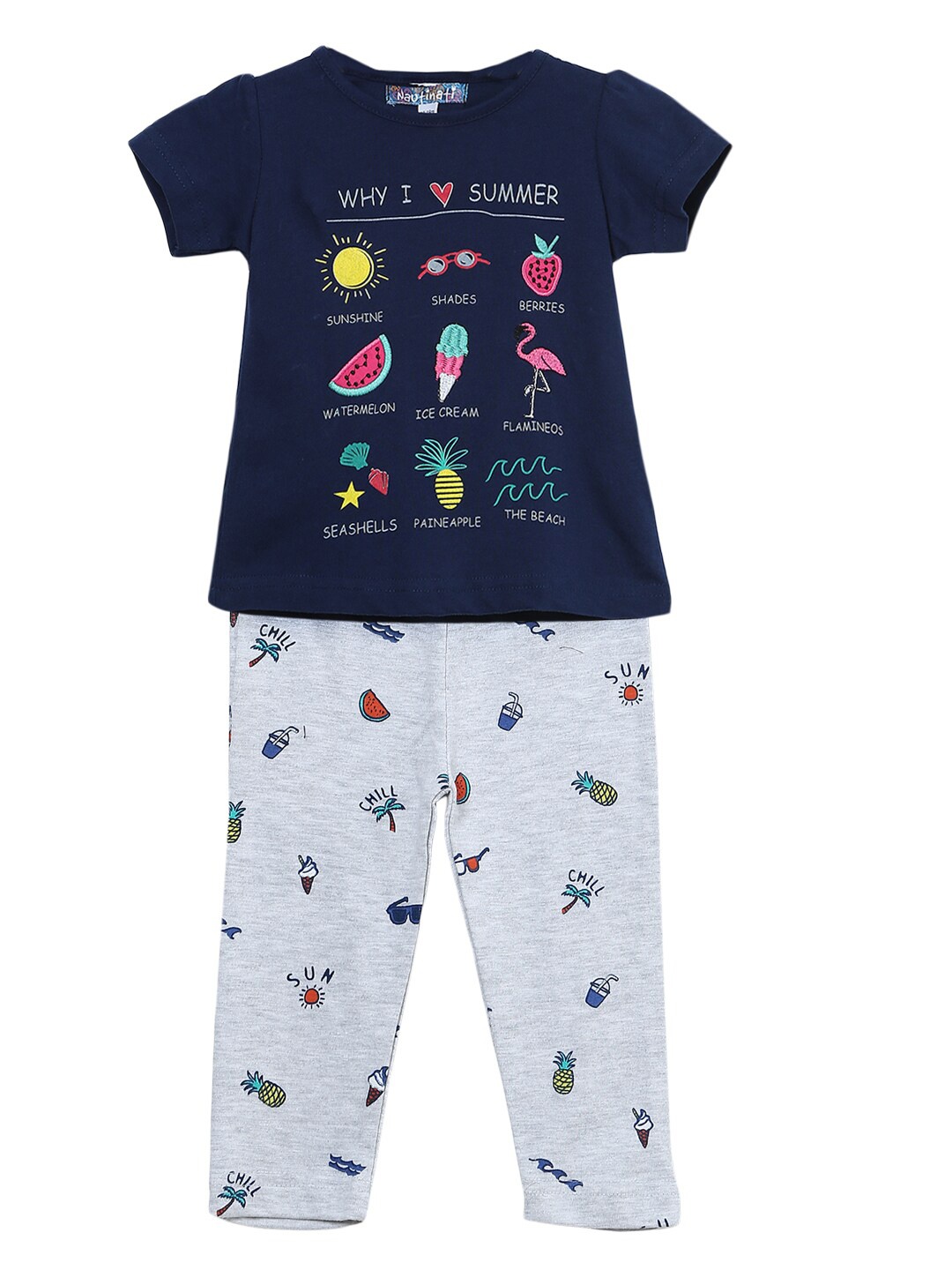 

Nauti Nati Girls Navy Blue Top with Pyjamas