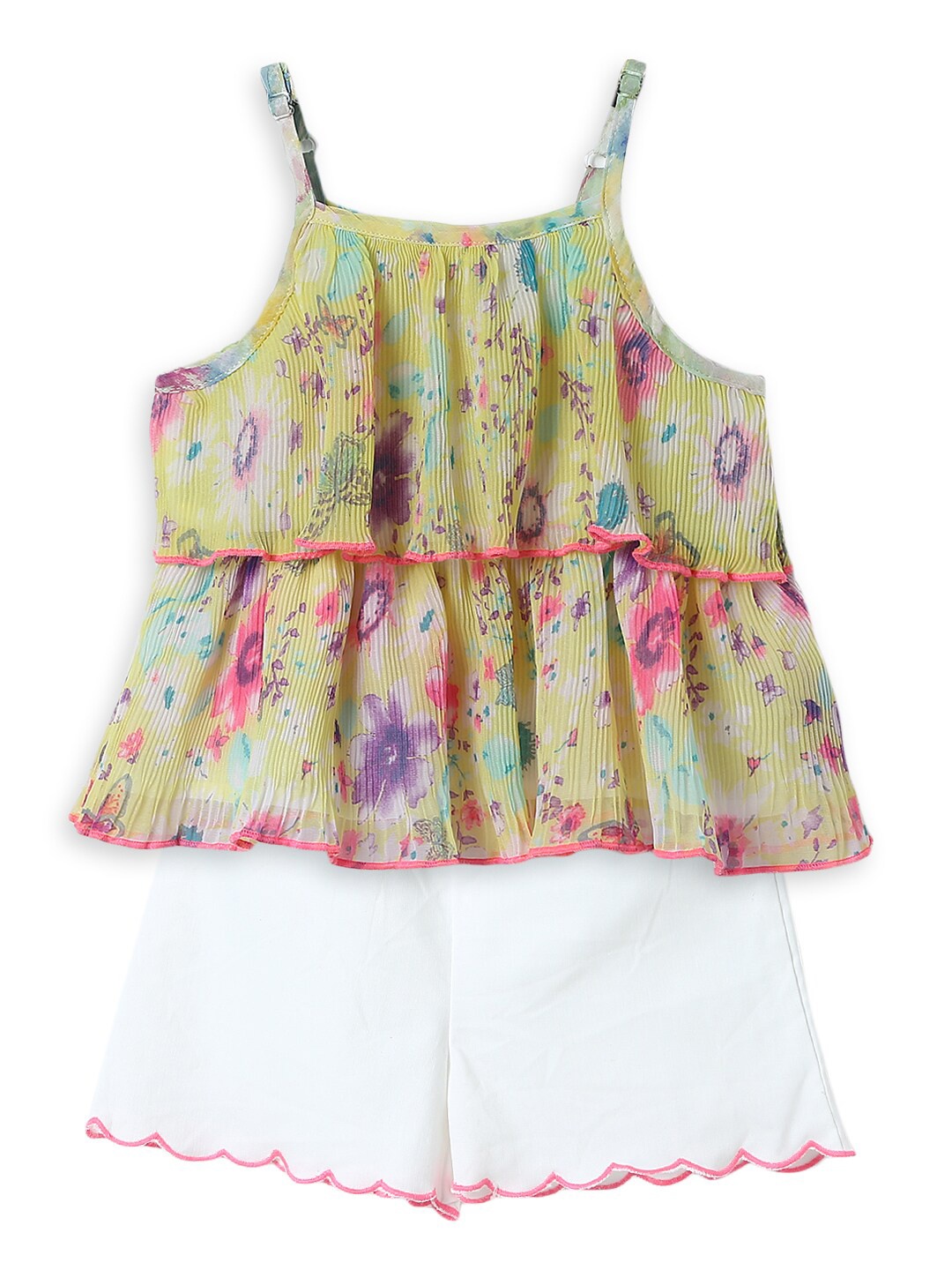 

Nauti Nati Girls Yellow & White Printed Top with Shorts