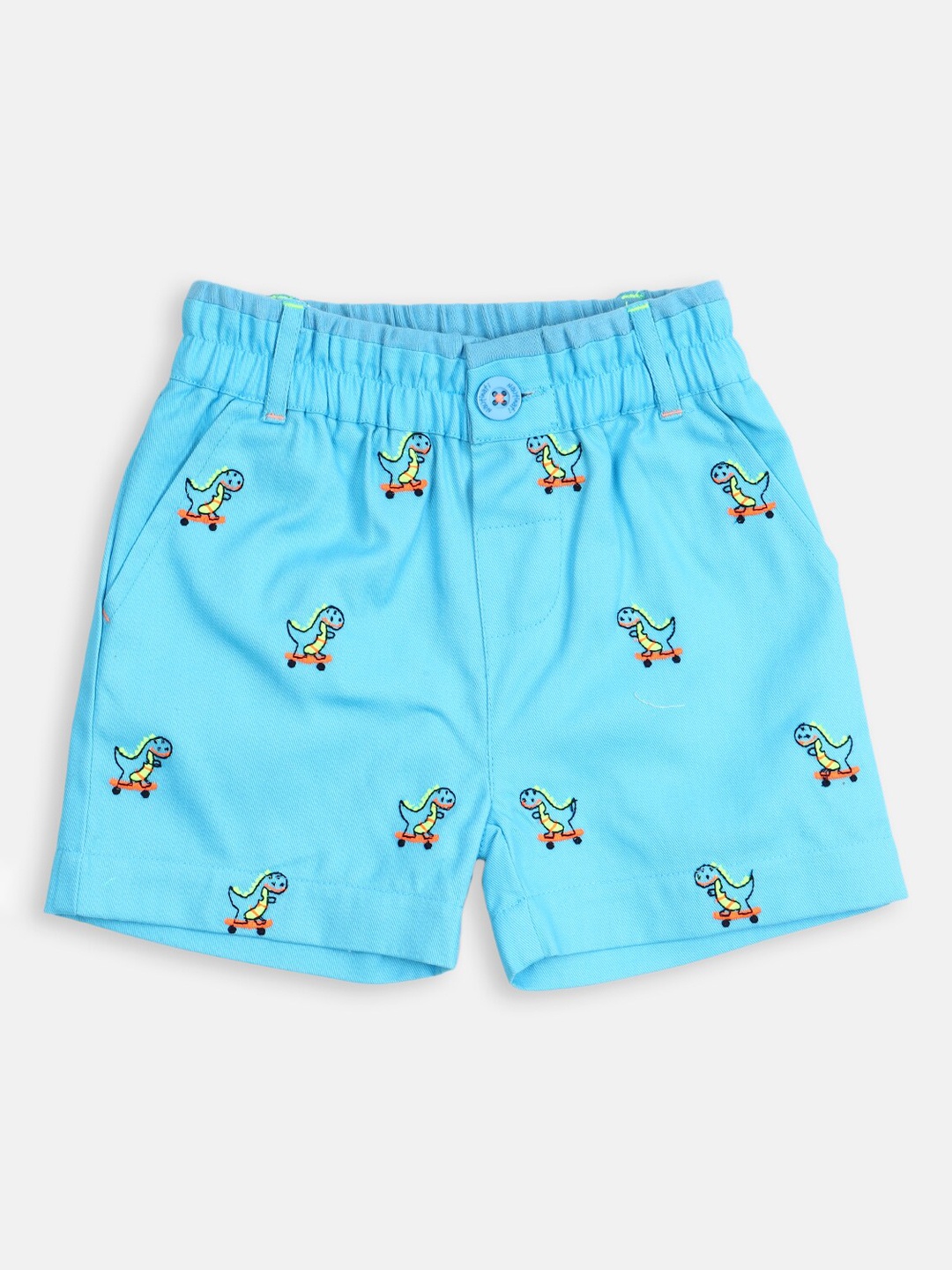 

Nauti Nati Boys Blue Embroidered Shorts
