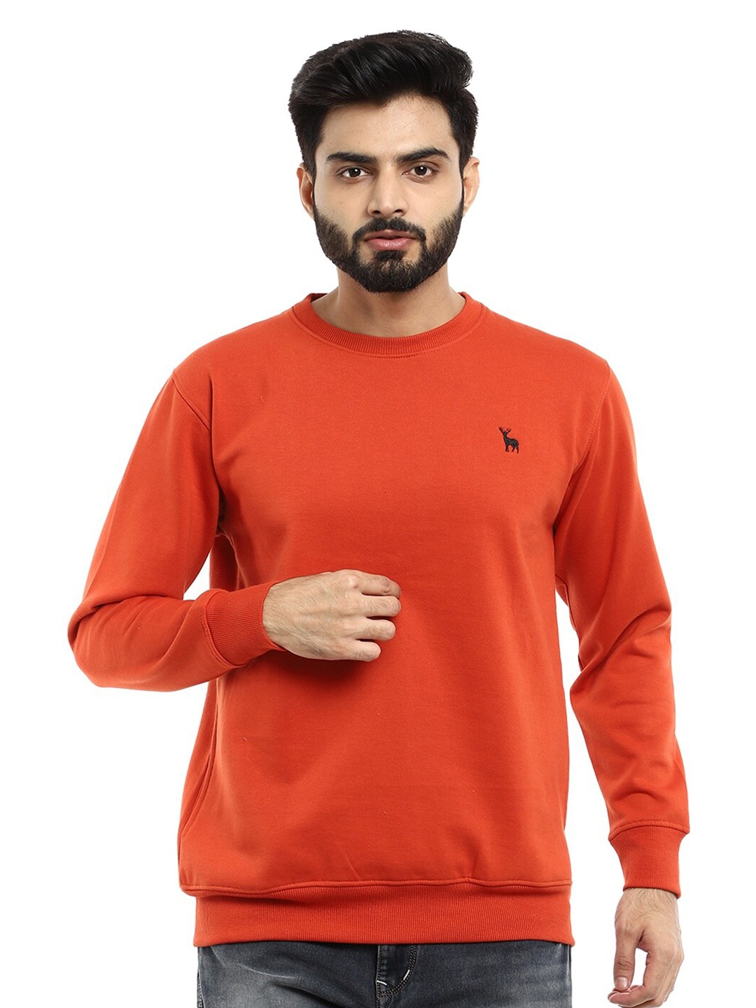 

V-Mart Men Rust Solid Sweatshirt