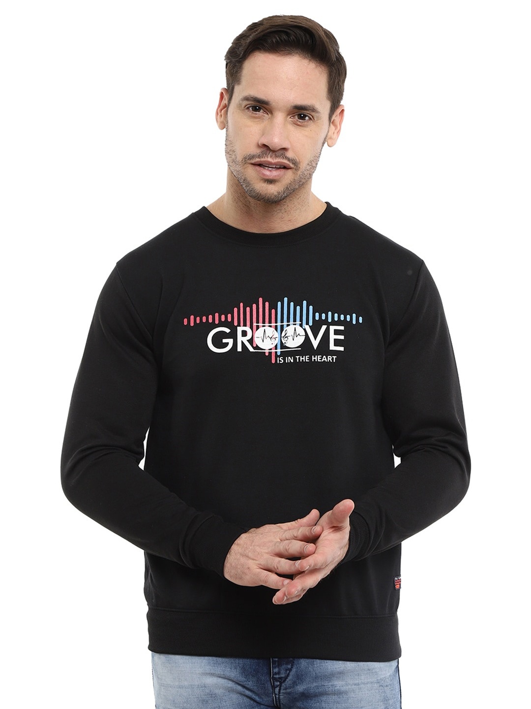 

V-Mart Men Black Printed Sweatshirt