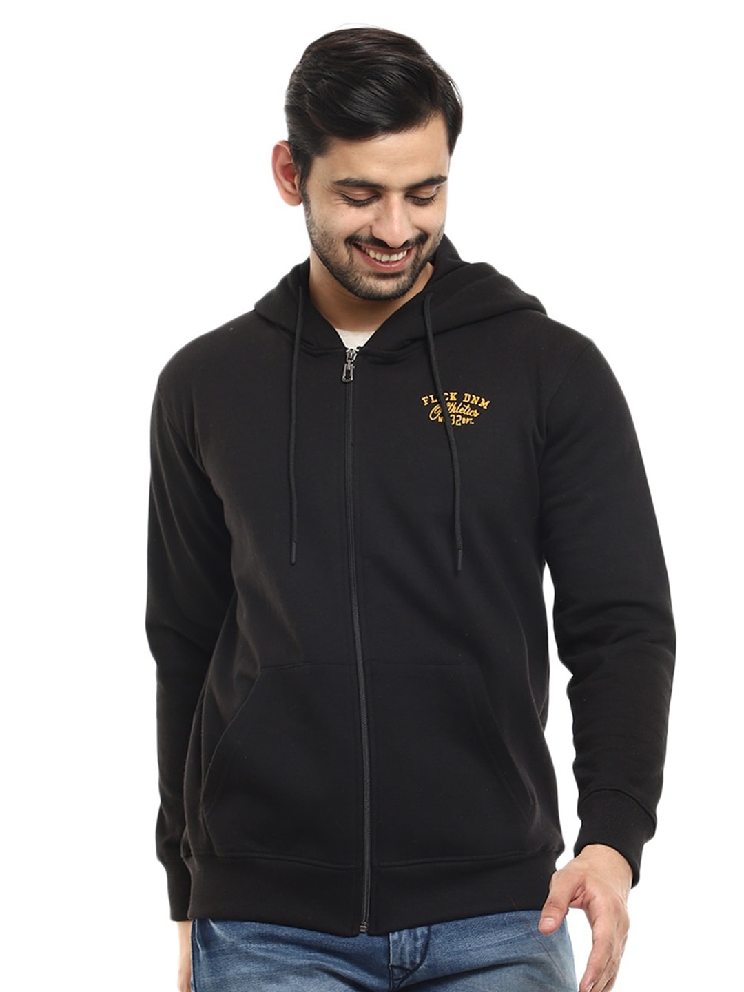 

V-Mart Men Black Hooded Sweatshirt