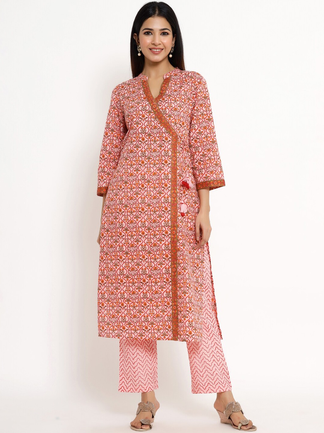 

The Kurta Express Women Pink Pure Cotton Kurta with Trousers & With Duppatta