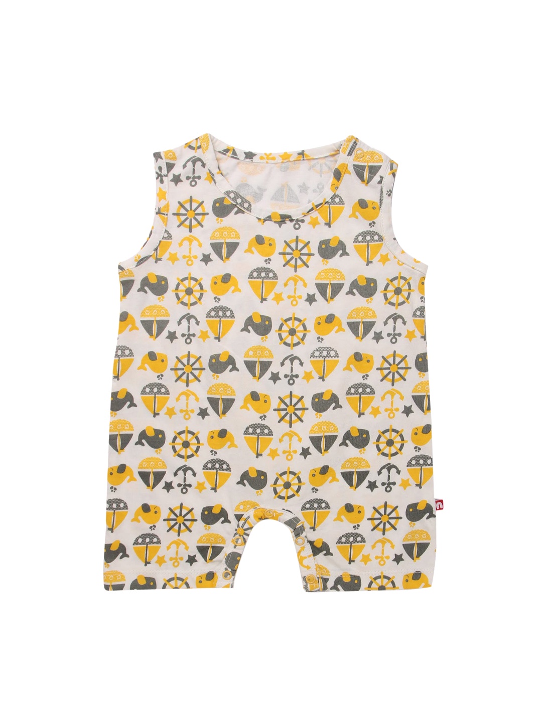 

Nino Bambino Infant Girls White & Grey Printed Organic Cotton Rompers