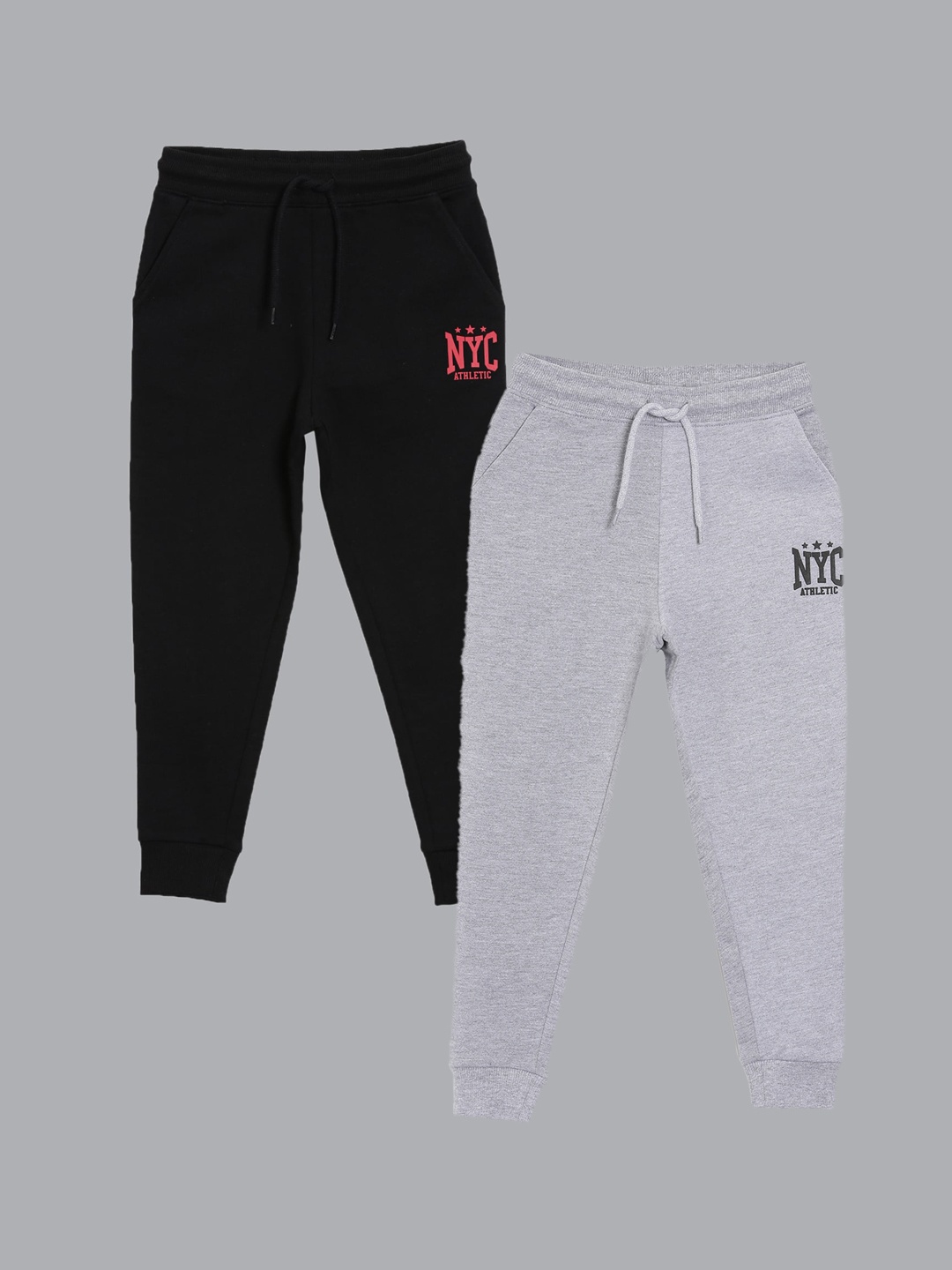 

3PIN Boys Pack of 2 Solid Cotton Joggers, Black