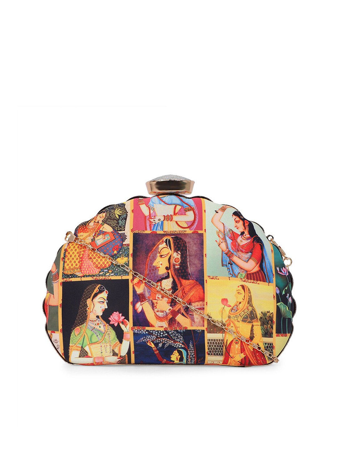 

ARTFLYCK Pink & Yellow Printed Box Clutch