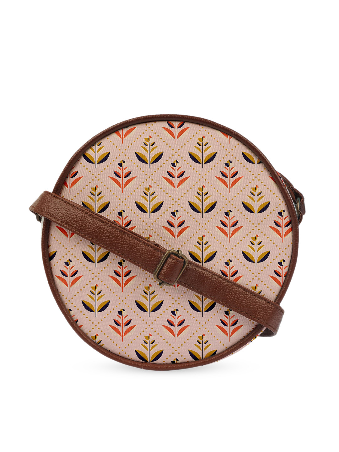

Crazy Corner Peach-Coloured Ethnic Motifs Canvas Structured Sling Bag