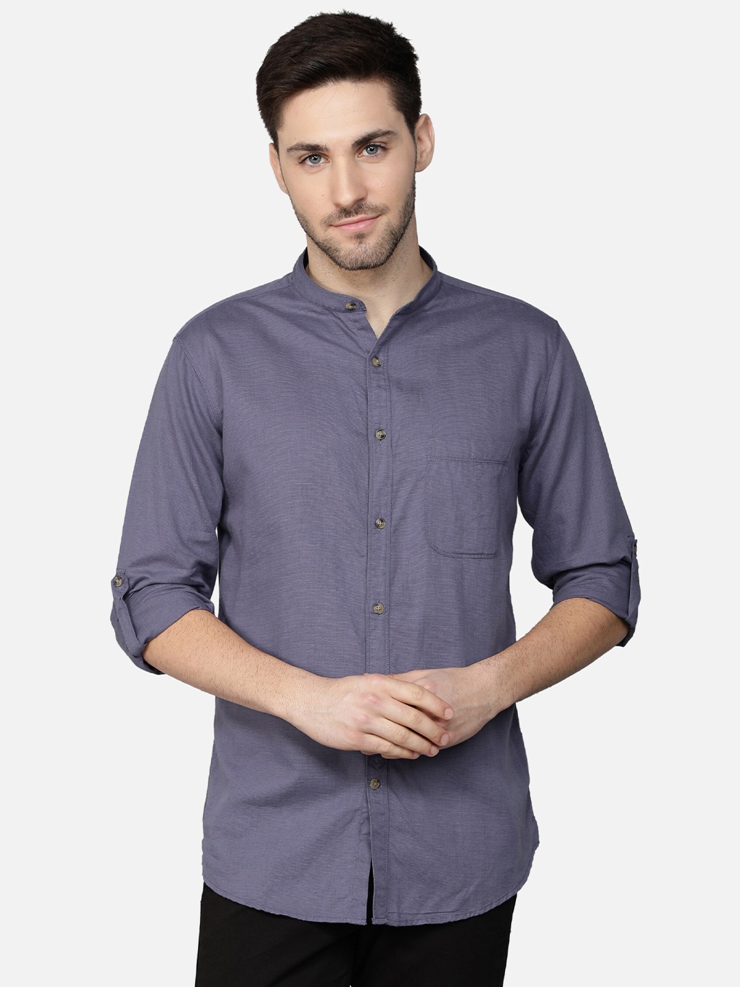 

Callino London Men Charcoal Standard Slim Fit Casual Shirt