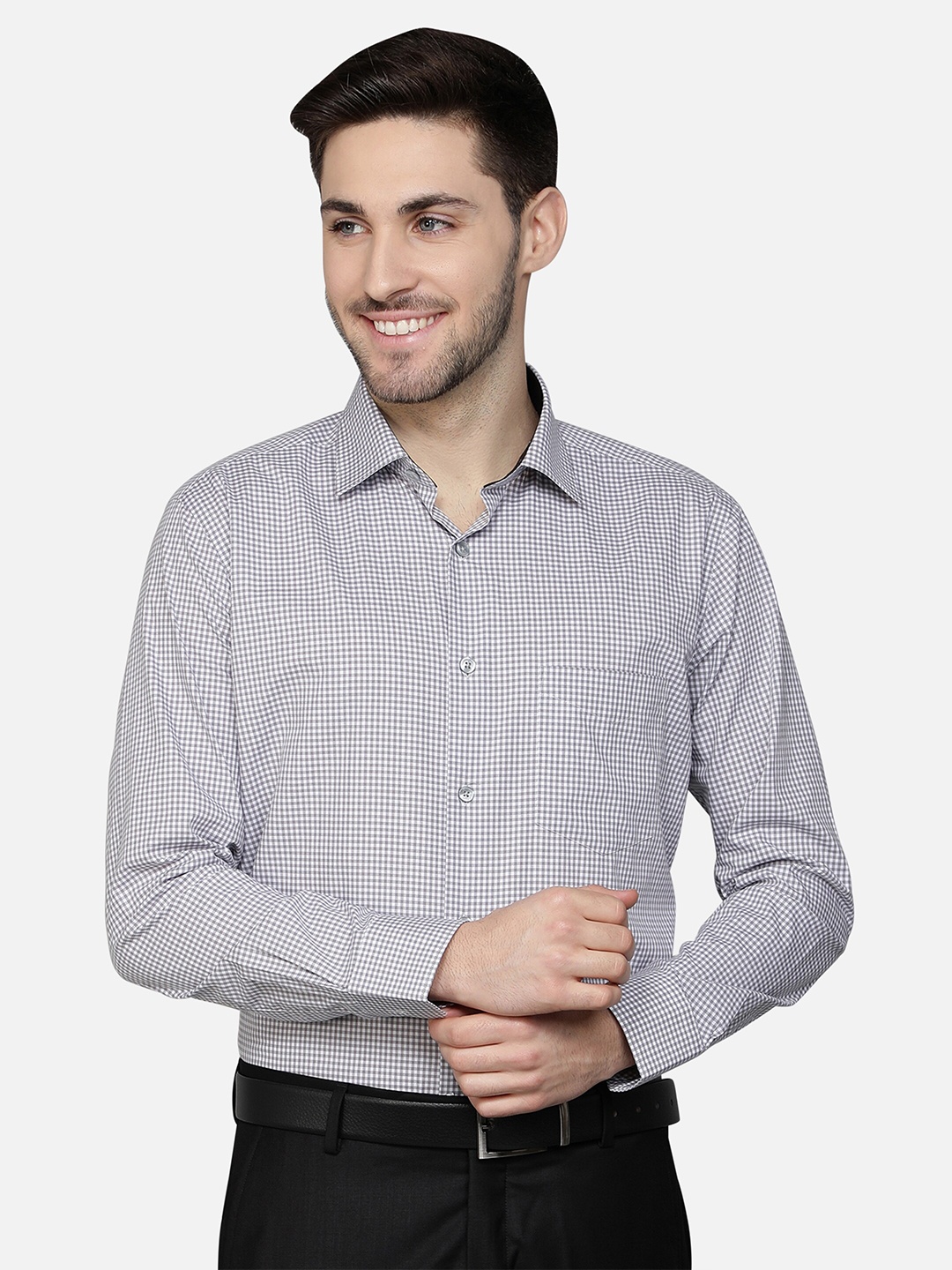 

Callino London Men Grey Standard Checked Regular Fit Cotton Formal Shirt