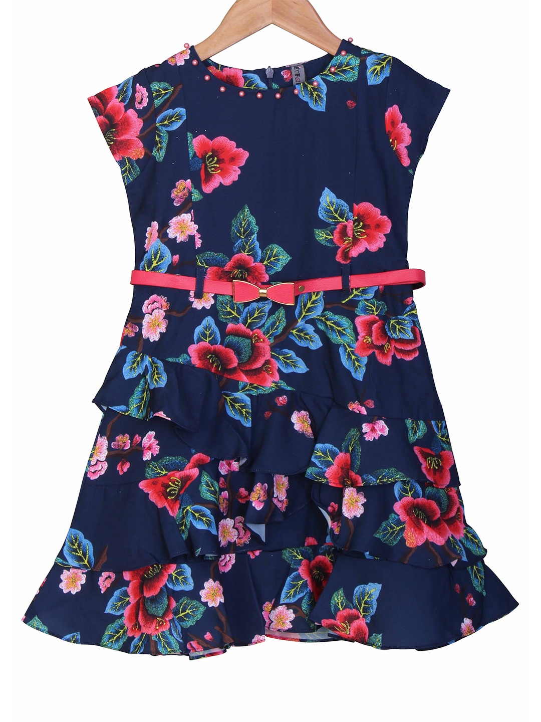 

Enfance Navy Blue Floral A-Line Dress