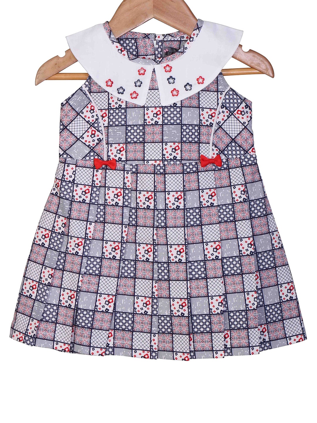 

Enfance Navy Blue Checked Peter Pan Collar A-Line Dress