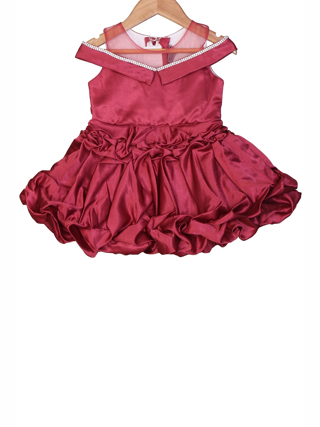 

Enfance Girls Maroon Satin Dress