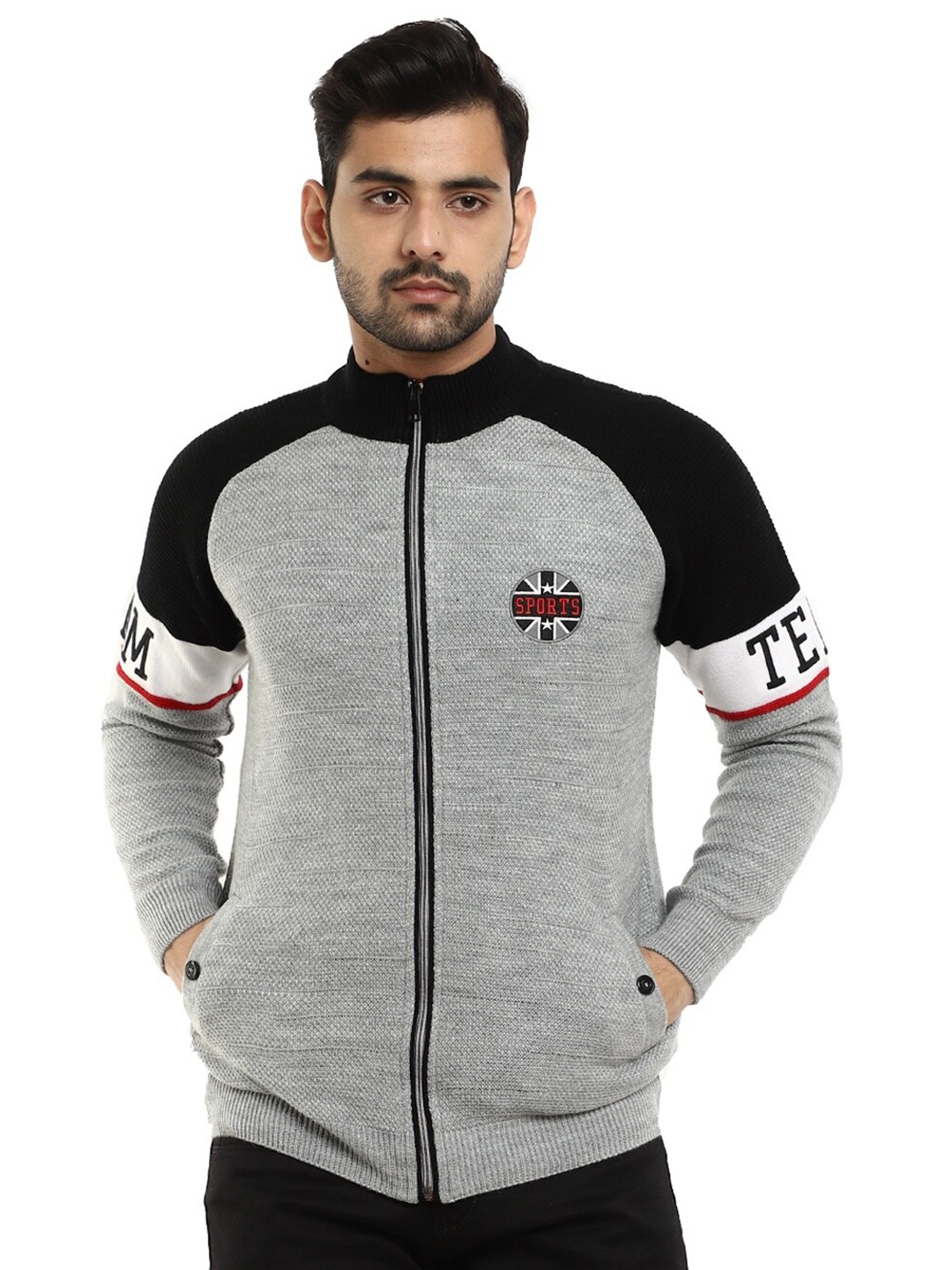 

V-Mart Men Grey Colourblocked Sweatshirt