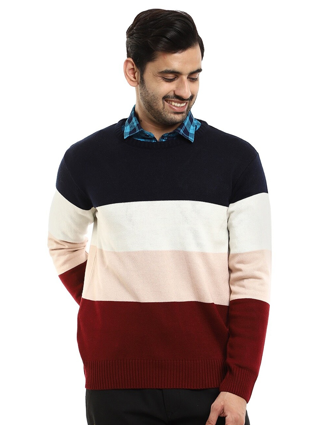 

V-Mart Men Navy Blue & White Printed Pullover