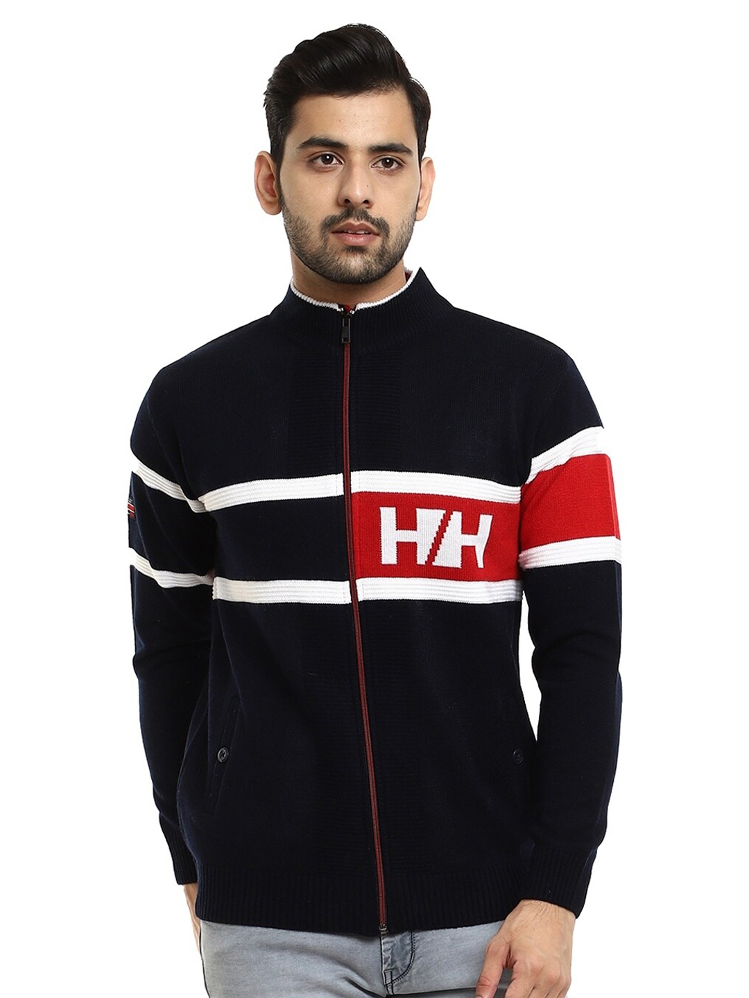 

V-Mart Men Navy Blue & White Typography Printed Pullover