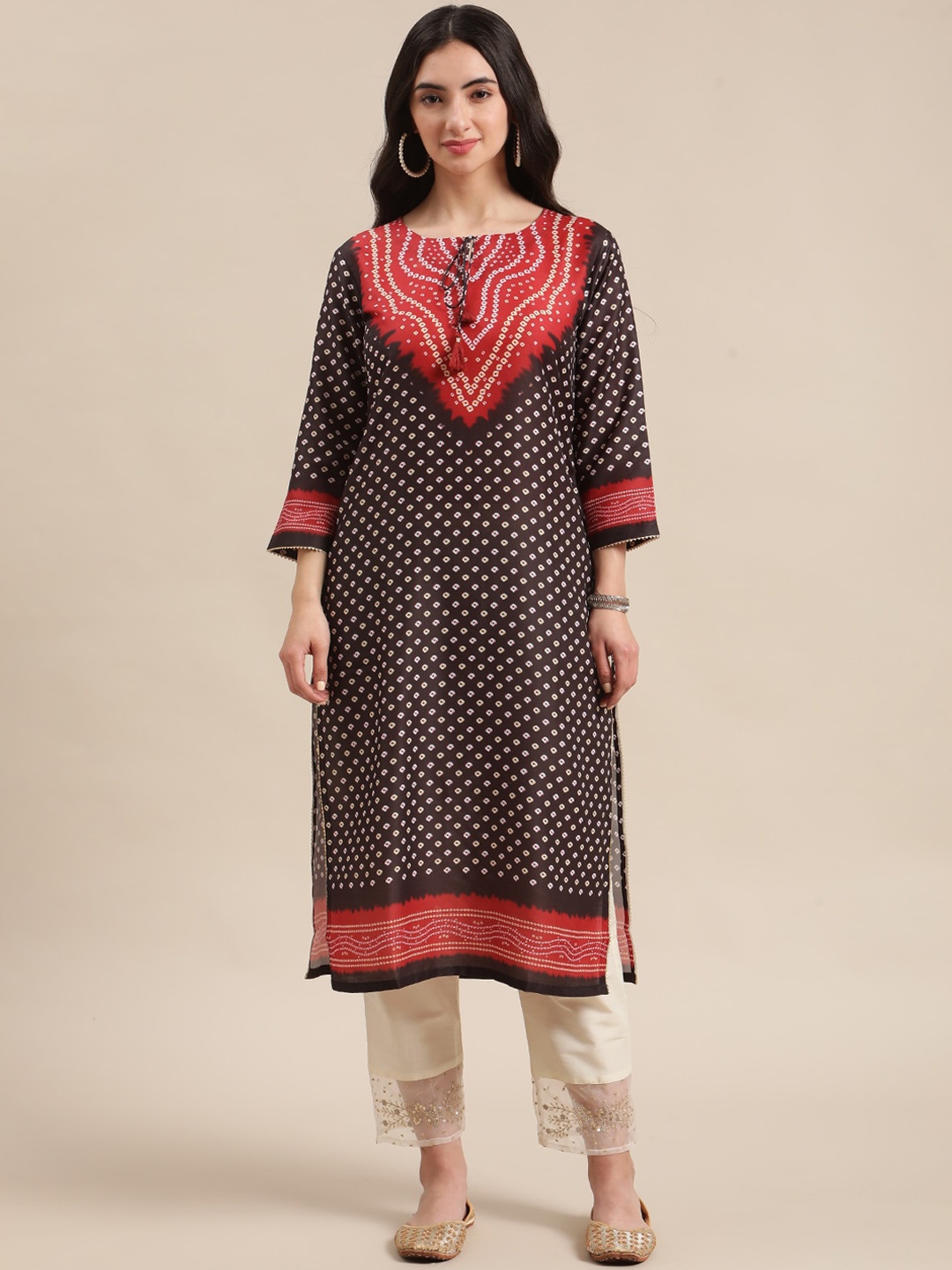 

Varanga Women Black Ethnic Motifs Printed Thread Work Kurta