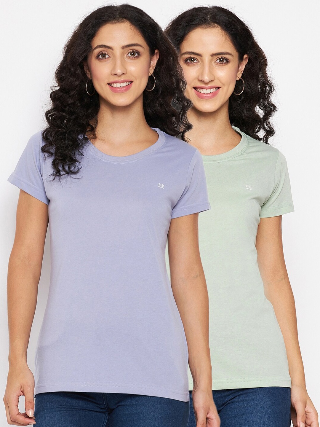 

Okane Women Mauve & Green Set Of 2 T-shirt